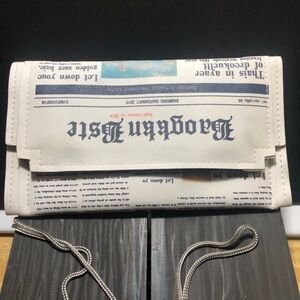 Newspaper Print Clutch with Chain